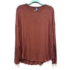 Old Navy Luxe Top Long Sleeve Stretch Orange Rust Basic Womens sz Medium Tall